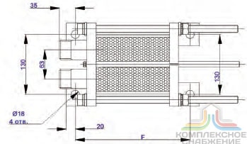 Чертёж теплообменника Danfoss XGM032L вид сверху