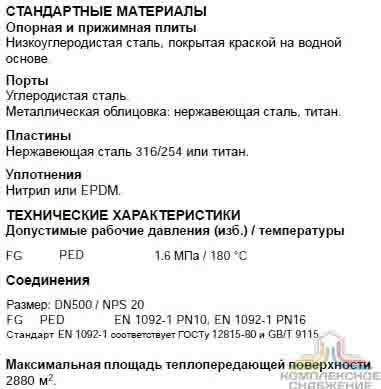 Технические характеристики теплообменника Alfa Laval AQ20-FG