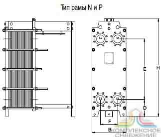 Чертеж пластинчатого теплообменника Tranter GL-013 P