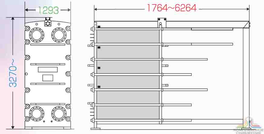 Габаритные размеры пластинчатого теплообменника Анвитэк ATX-90